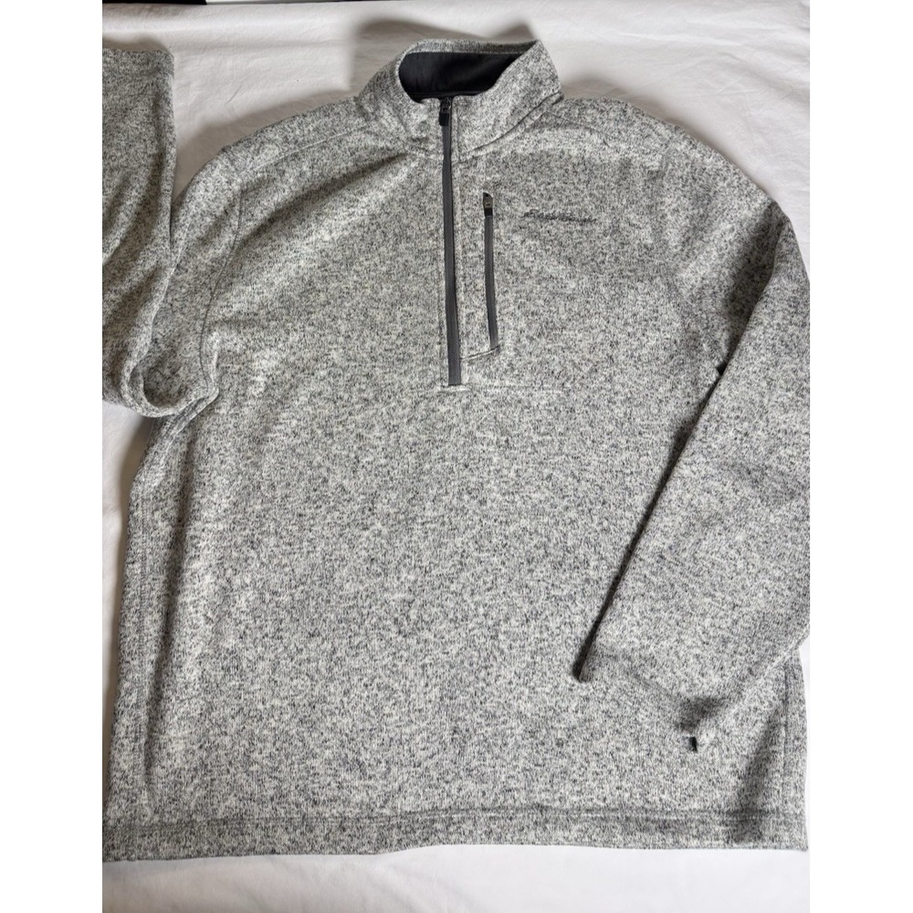 Eddie Bauer‎ Mens XL Heather Gray Fleece 1/4 Zip Pullover Sweater Jacket